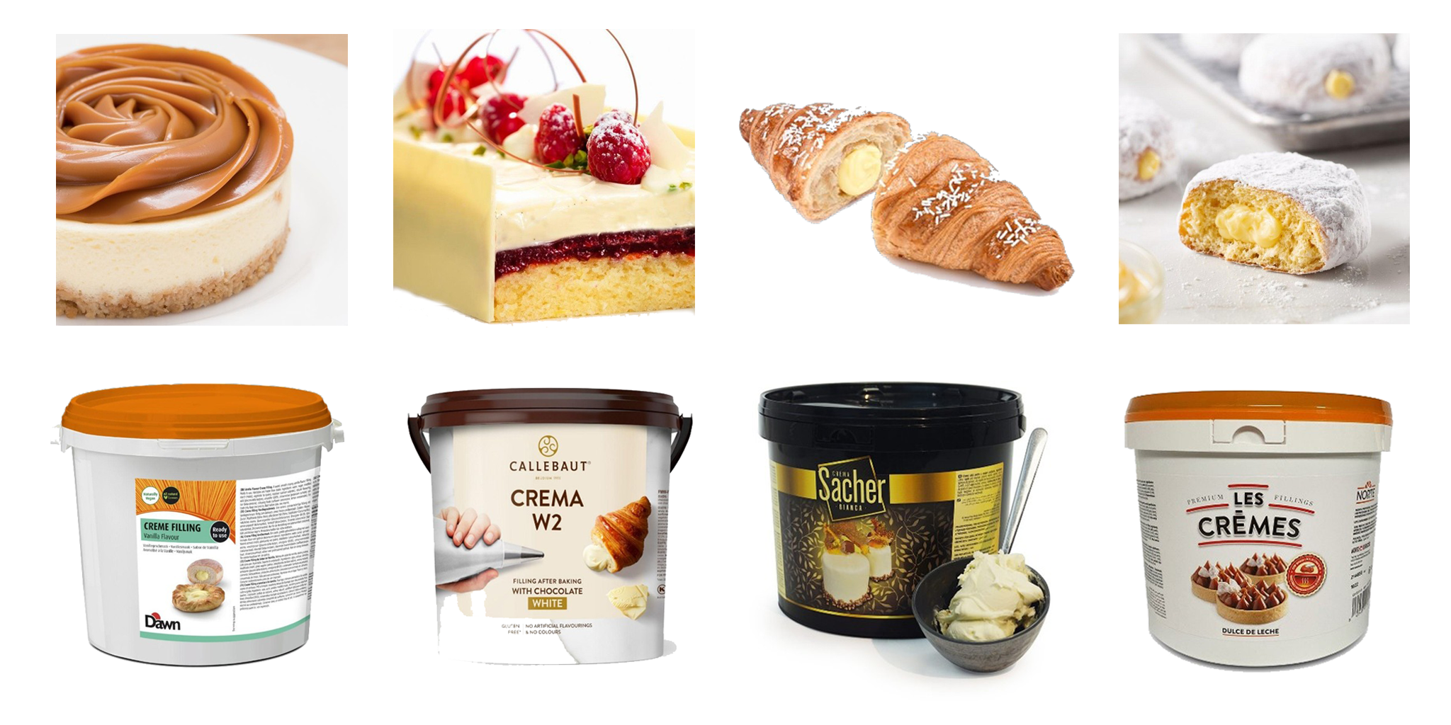 منتجات الإنتاج الصناعي لأنواع الكريمفيل والفيلينغ المعقم على أساس الماء للكيك والكرواسان والبسكويت المحشو بالكريمة